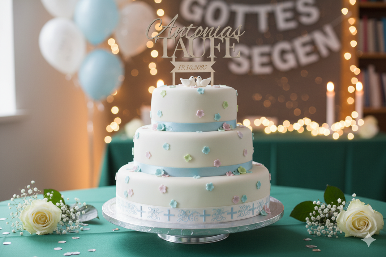 Cake Topper - Taufe - Namensschriftzug und Datum