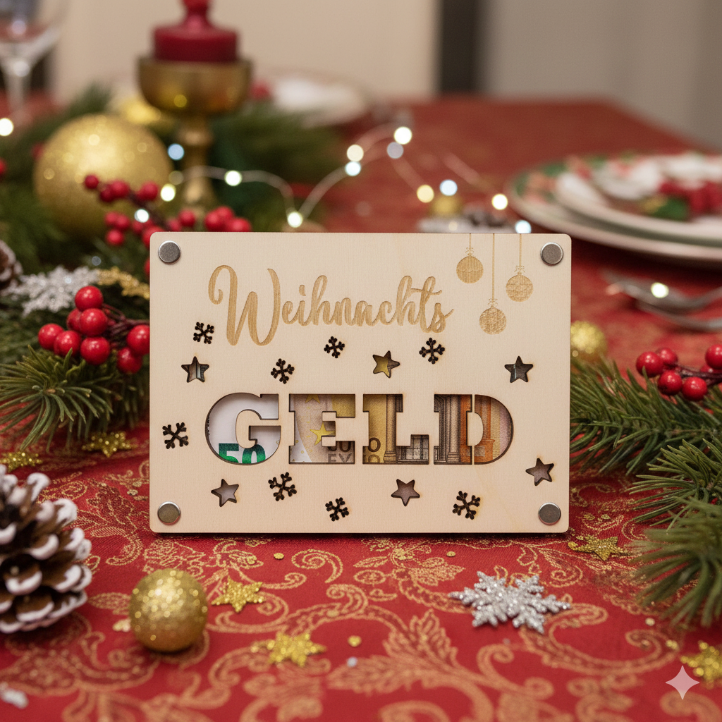 Geschenkkarte aus Holz - Weihnachtsgeld - Geldgeschenk