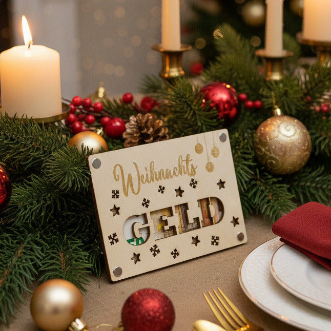 Geschenkkarte aus Holz - Weihnachtsgeld - Geldgeschenk
