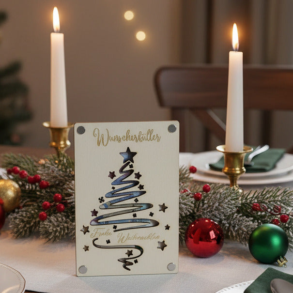 Geschenkkarte aus Holz - Wunscherfüller - Geldgeschenk - Weihnachten