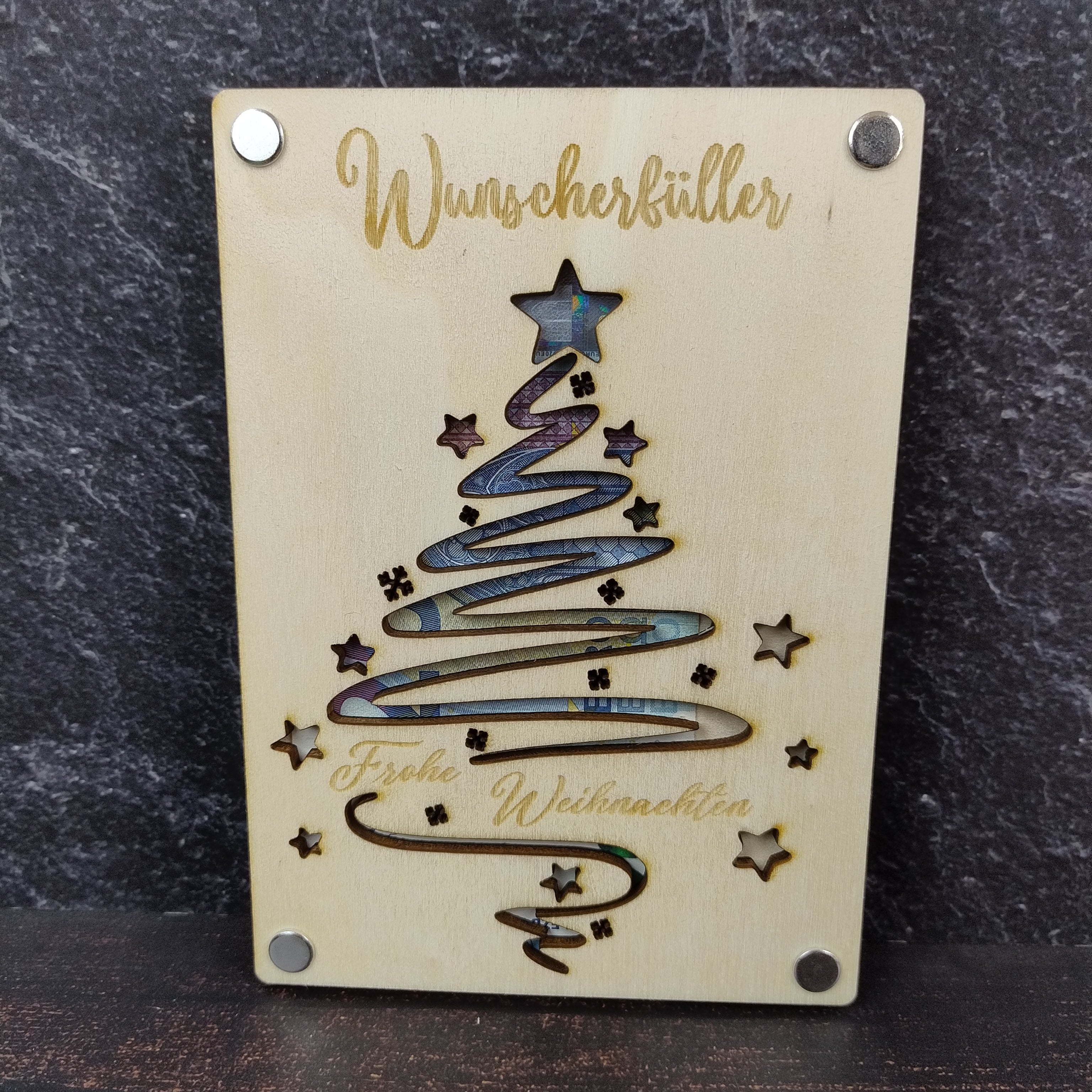 Geschenkkarte aus Holz - Wunscherfüller - Geldgeschenk - Weihnachten