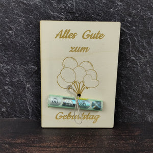 Geschenkkarte aus Holz - Alles Gute zum Geburtstag - Luftballons