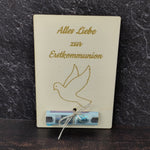 Lade das Bild in den Galerie-Viewer, Geschenkkarte aus Holz - Alles Liebe zur Erstkommunion - Taube
