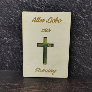 Kopie von Geschenkkarte aus Holz - Alles Liebe zur Firmung - Kreuz