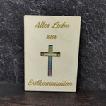 Lade das Bild in den Galerie-Viewer, Geschenkkarte aus Holz - Alles Liebe zur Erstkommunion - Kreuz
