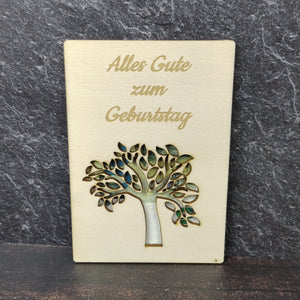 Geschenkkarte aus Holz - Alles Gute zum Geburtstag - Baum