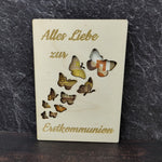 Lade das Bild in den Galerie-Viewer, Geschenkkarte aus Holz - Alles Liebe zur Erstkommunion - Schmetterling
