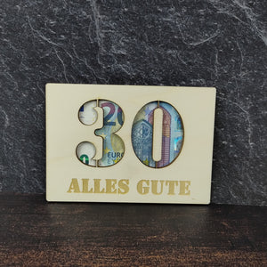 Geschenkkarte aus Holz - Alles Gute