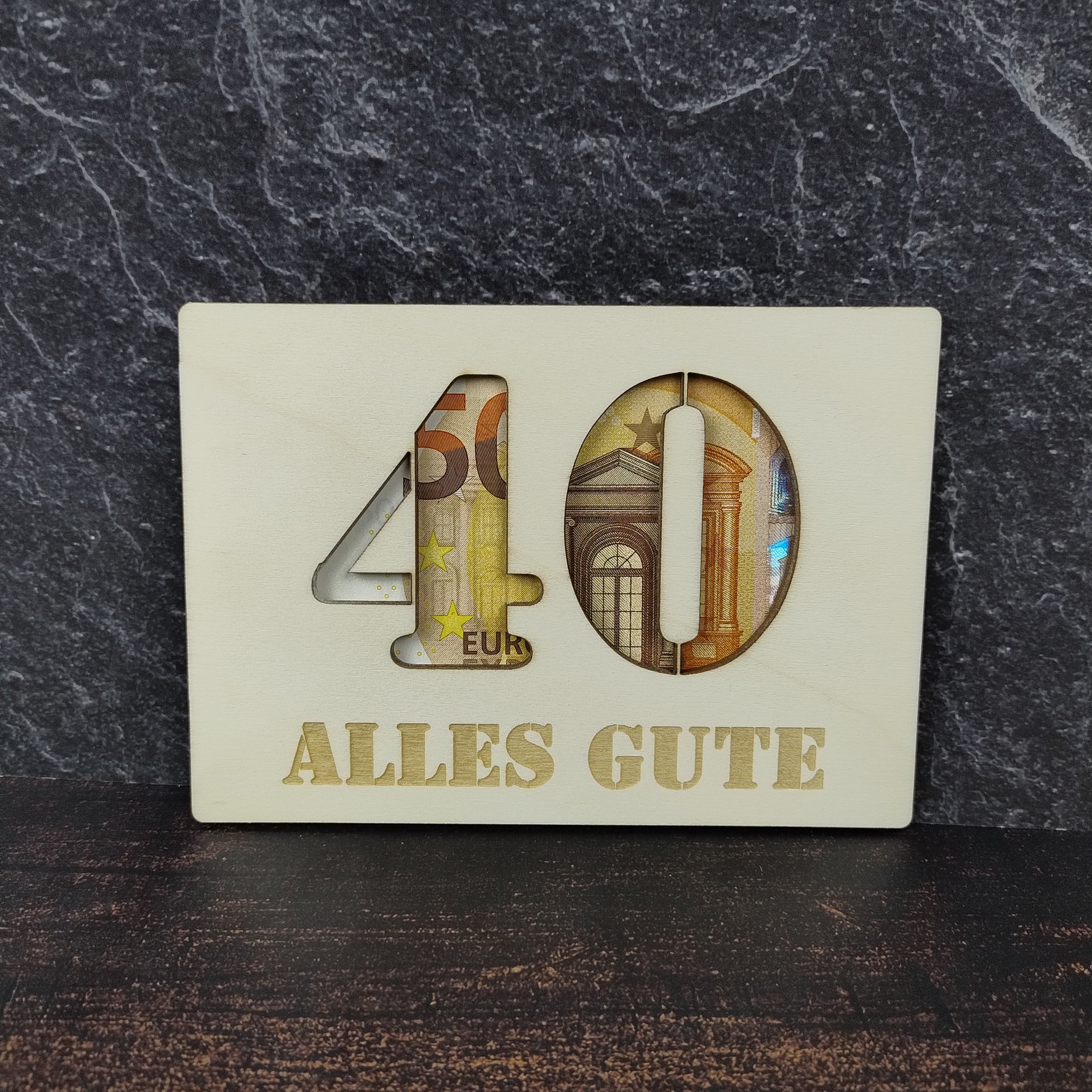 Geschenkkarte aus Holz - Alles Gute