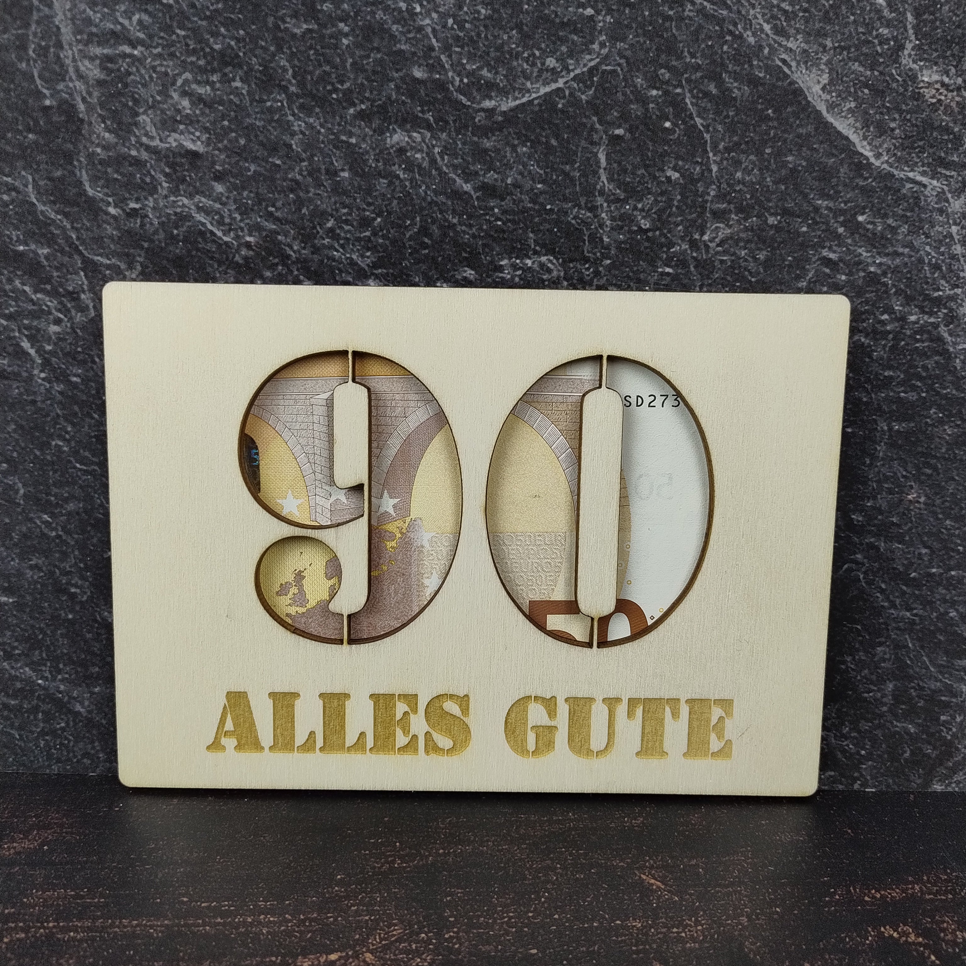 Geschenkkarte aus Holz - Alles Gute