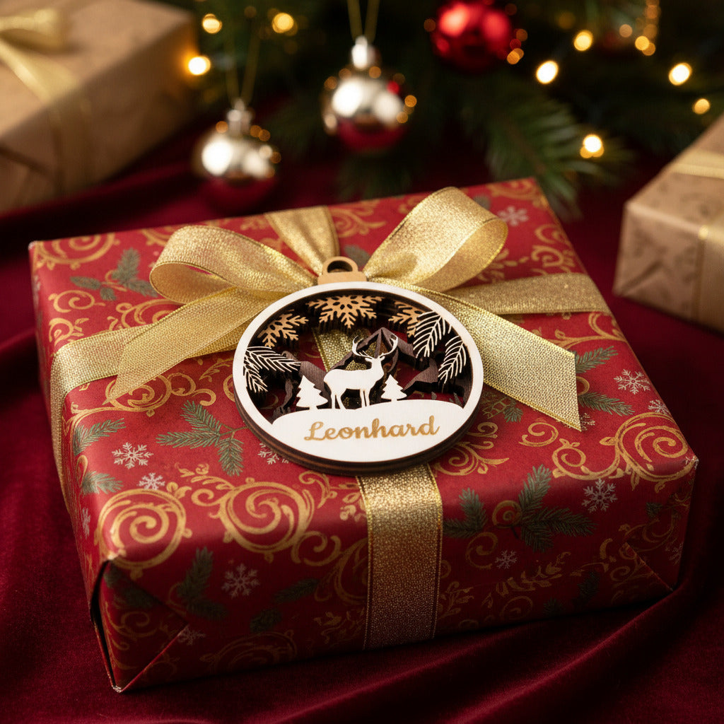 Personalisierbare 3D Weihnachtskugel - Hirsch