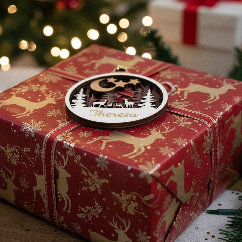 Personalisierbare 3D Weihnachtskugel - Rehe