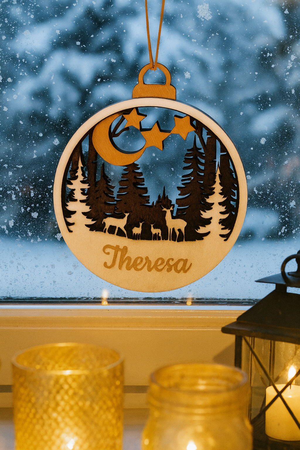 Personalisierbare 3D Weihnachtskugel - Rehe