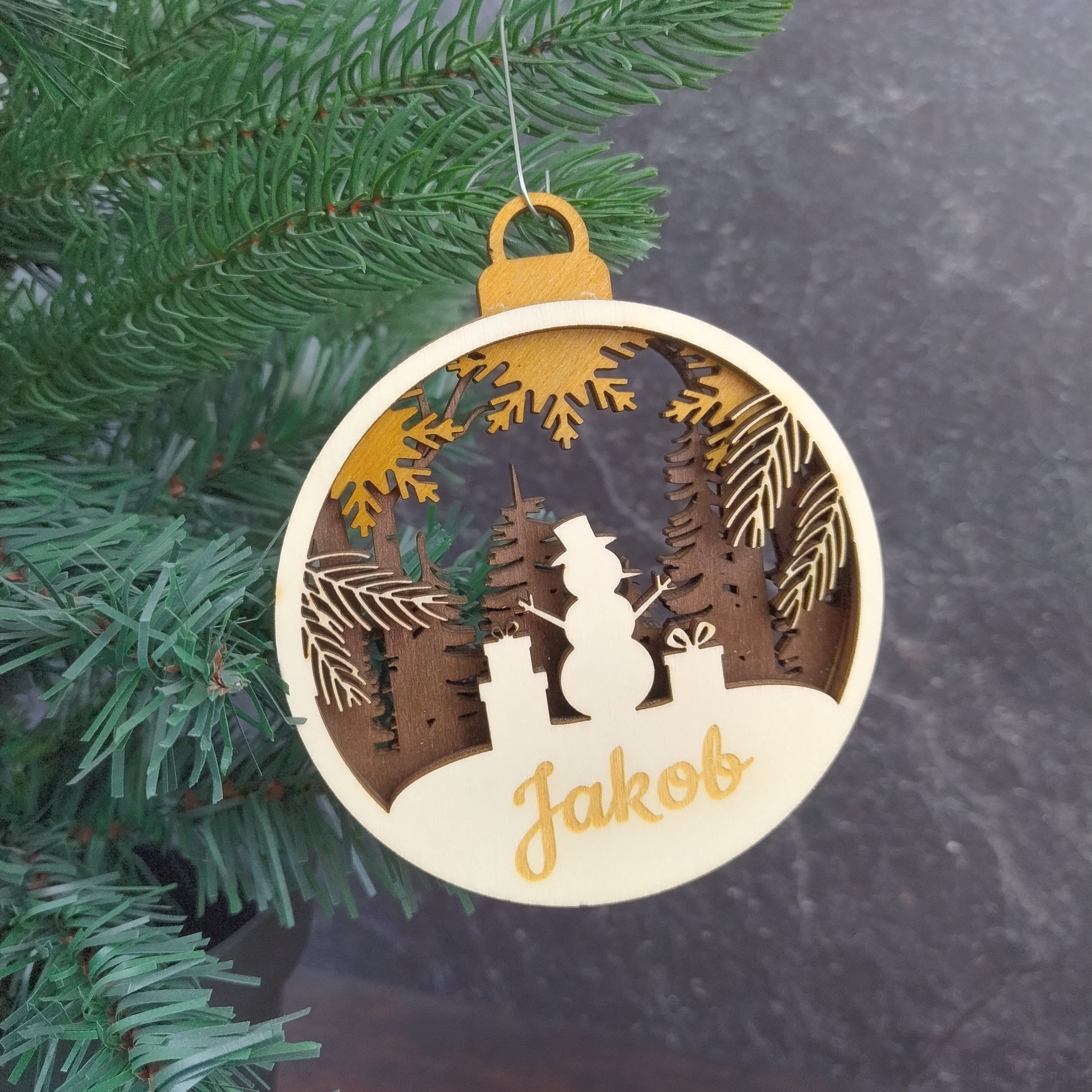 Personalisierbare 3D Weihnachtskugel - Schneemann