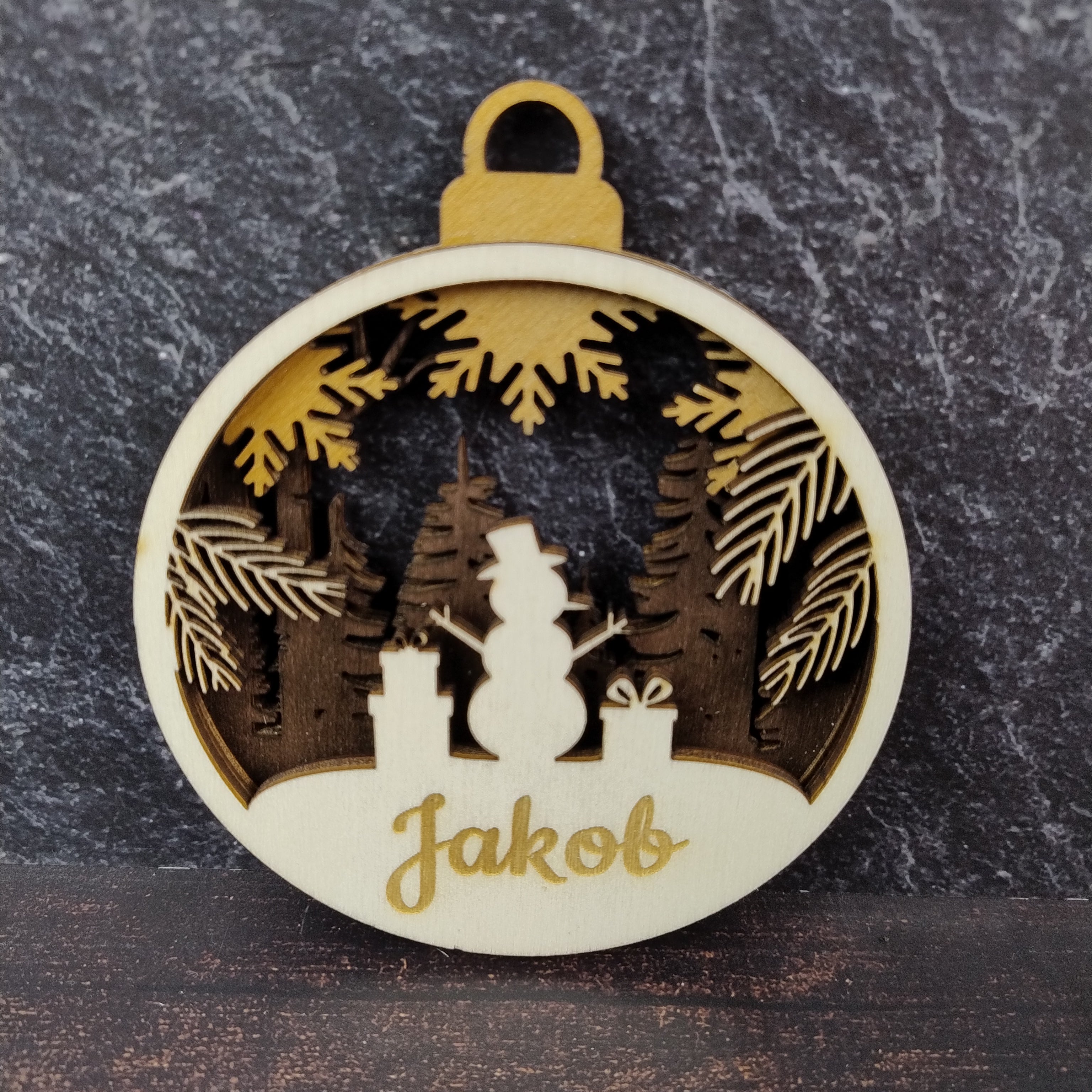 Personalisierbare 3D Weihnachtskugel - Schneemann