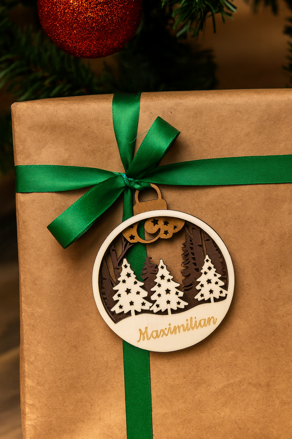 Personalisierbare 3D Weihnachtskugel - Wald