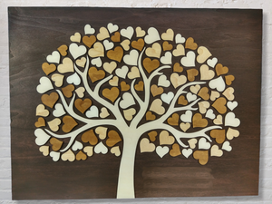 Gästebuch - Baum mit Herzblätter - personalisiert